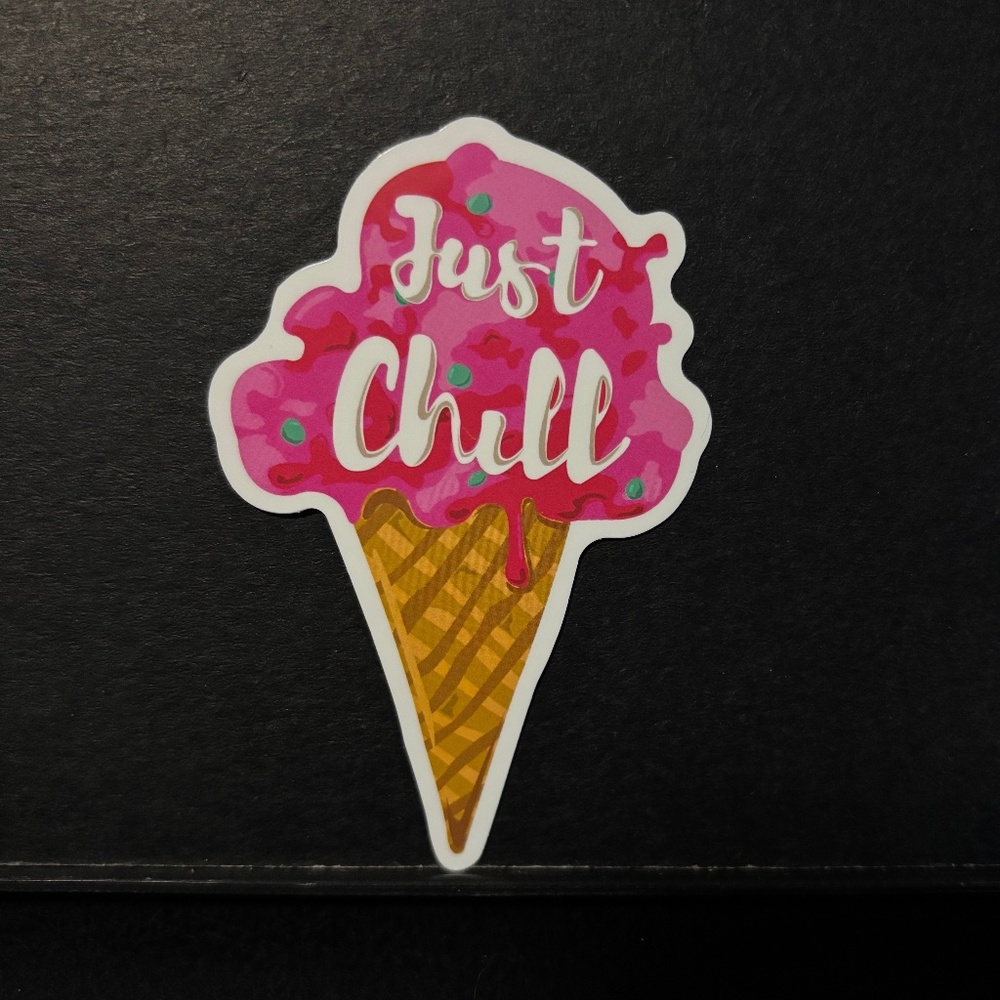 " JUST CHILL" ICE CREAM CONE STICKER